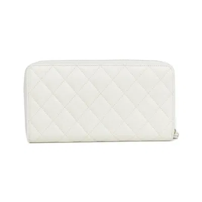 Pre-owned Chanel Pink White Grained Calfskin Long Wallet (bi-fold) () In Multi