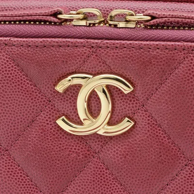 Pre-owned Chanel Purple Grained Calfskin Shoulder Bag ()