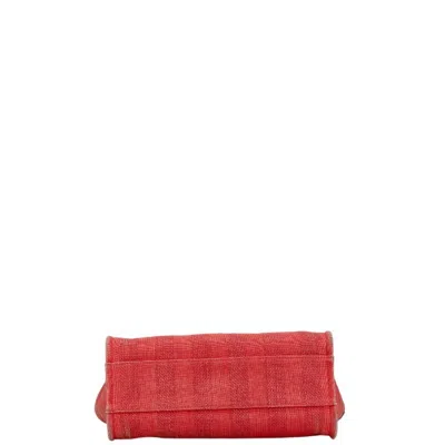 Pre-owned Chanel Red Color Canvas Leather Tote Bag ()