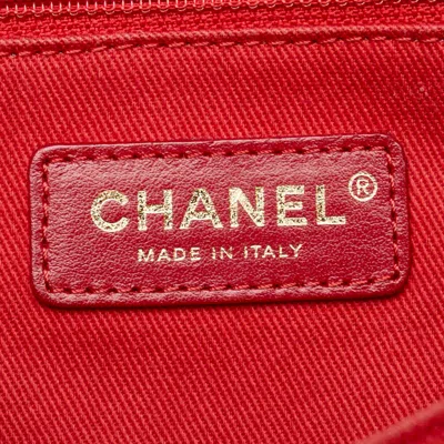 Pre-owned Chanel Red Color Canvas Leather Tote Bag ()