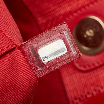 Pre-owned Chanel Red Color Canvas Leather Tote Bag ()