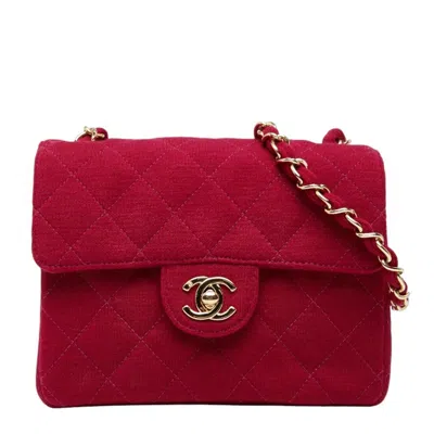 Pre-owned Chanel Red Color Cotton Shoulder Bag ()