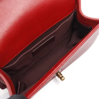 Pre-owned Chanel Red Color Leather Fur Shoulder Bag ()
