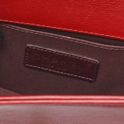 Pre-owned Chanel Red Color Leather Fur Shoulder Bag ()