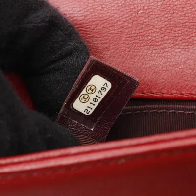 Pre-owned Chanel Red Color Leather Fur Shoulder Bag ()