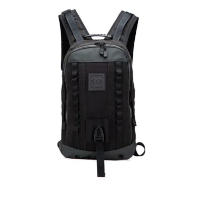 Pre-owned Chanel Sport Black Green Khaki Canvas Backpack ()