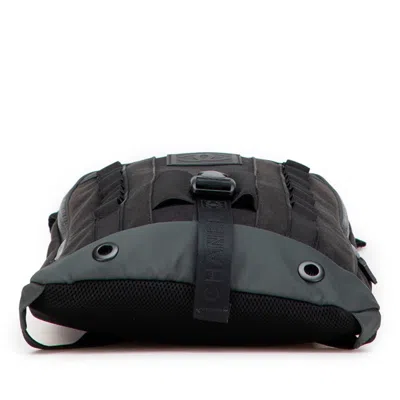 Pre-owned Chanel Sport Black Green Khaki Canvas Backpack ()