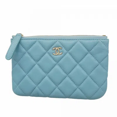 Pre-owned Chanel Sky Blue Leather Coin Purse/coin Case ()