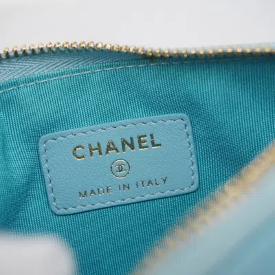 Pre-owned Chanel Sky Blue Leather Coin Purse/coin Case ()