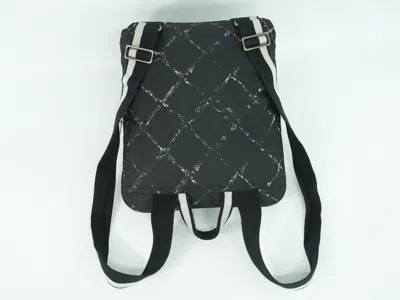Pre-owned Chanel Travel Line Zip Backpack Printed Nylon Black Nylon Backpack Bag ()