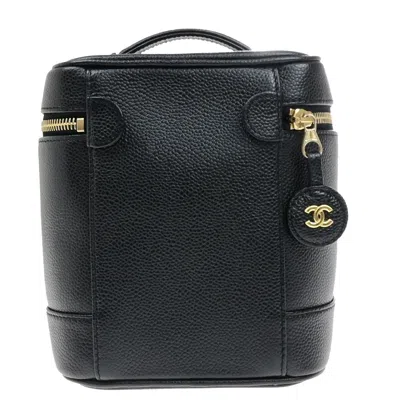 Pre-owned Chanel Vintage Timeless Cosmetic Case Caviar Black Calfskin Handbag ()