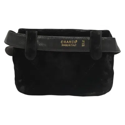 Pre-owned Chanel Vintage Cc Flap Waist Bag Quilted Leather Black Velvet Handbag ()