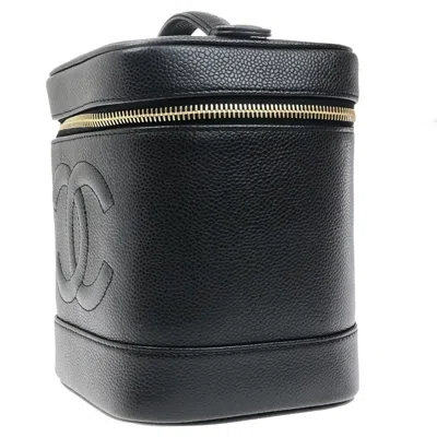 Pre-owned Chanel Vintage Timeless Cosmetic Case Caviar Black Calfskin Handbag ()