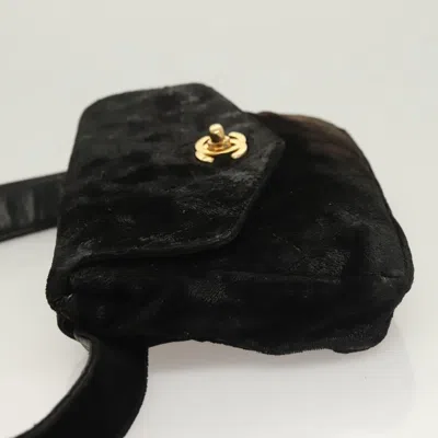Pre-owned Chanel Vintage Cc Flap Waist Bag Quilted Leather Black Velvet Handbag ()