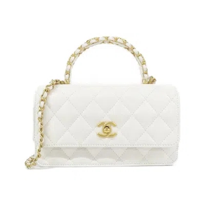 Pre-owned Chanel White Grained Calfskin Clutch Bag ()