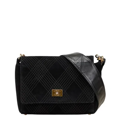 Pre-owned Chanel Wild Stitch Black Suede Leather Shoulder Bag ()