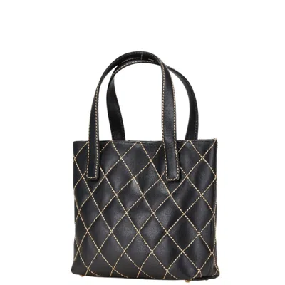 Pre-owned Chanel Wild Stitch Black Leather Tote Bag ()