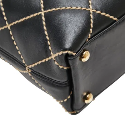 Pre-owned Chanel Wild Stitch Black Leather Tote Bag ()