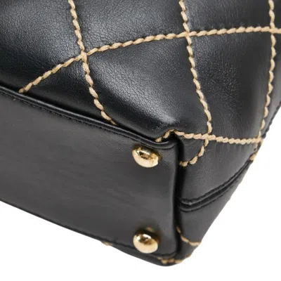 Pre-owned Chanel Wild Stitch Black Leather Tote Bag ()