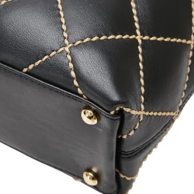 Pre-owned Chanel Wild Stitch Black Leather Tote Bag ()