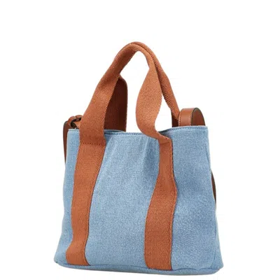 Pre-owned Chloé Blue Brown Cotton Handbag Shoulder Bag () In Multi