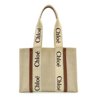 Pre-owned Chloé Brown Linen Leather Shoulder Bag Tote Bag ()
