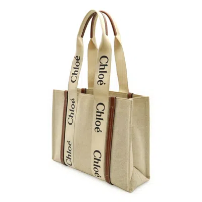 Pre-owned Chloé Brown Linen Leather Shoulder Bag Tote Bag ()