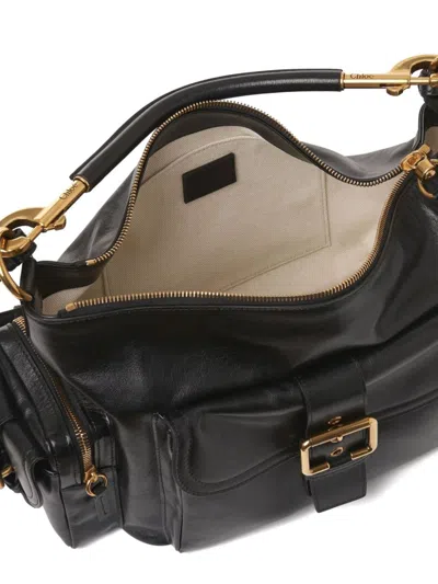 Chloé Camera Bag Medium In Natural Shiny Calfskin In Black