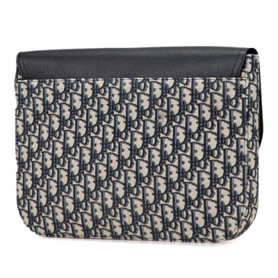 Pre-owned Dior Christian  Beige Navy Black Canvas Leather Clutch Bag ()