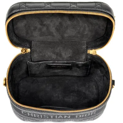 Pre-owned Dior Christian  Black Leather Canvas Shoulder Bag Vanity Bag ()