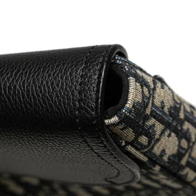 Pre-owned Dior Christian  Beige Navy Black Canvas Leather Clutch Bag ()