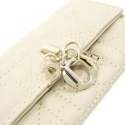 Pre-owned Dior Christian  Beige Leather Wallet (bi-fold) () In Sand