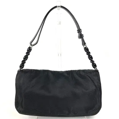 Pre-owned Dior Christian  Black Monogram Nylon Pouch Shoulder Bag ()