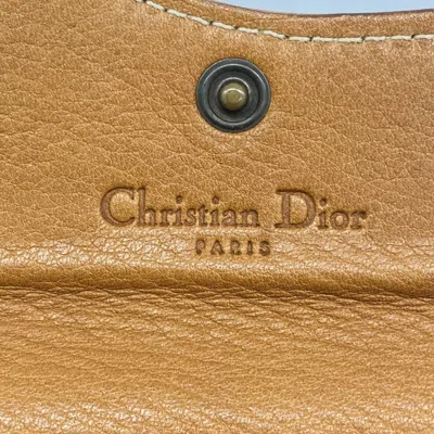 Pre-owned Dior Christian  Brown Leather Long Wallet (bi-fold) ()