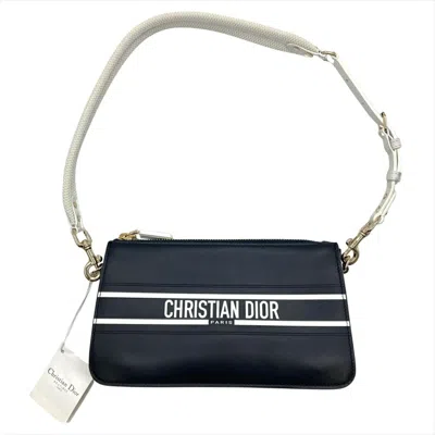 Pre-owned Dior Christian  Navy Leather Shoulder Bag () In Blue