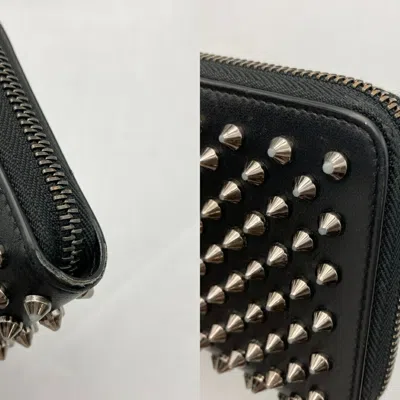 Pre-owned Christian Louboutin Black Leather Long Wallet (bi-fold) ()