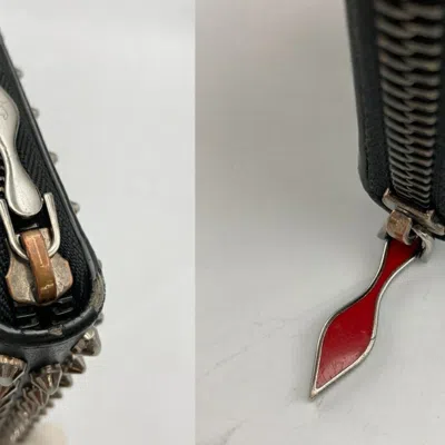 Pre-owned Christian Louboutin Black Leather Long Wallet (bi-fold) ()