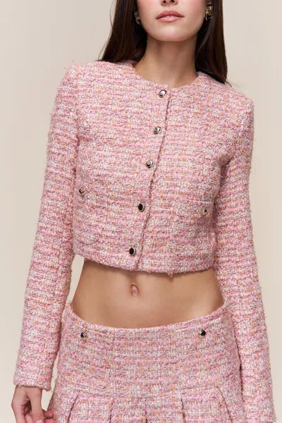 Danielle Guizio Ny Claudine Cropped Jacket In Pink