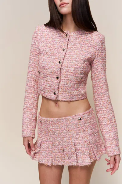 Danielle Guizio Ny Claudine Cropped Jacket In Pink