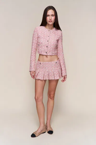 Danielle Guizio Ny Claudine Cropped Jacket In Pink