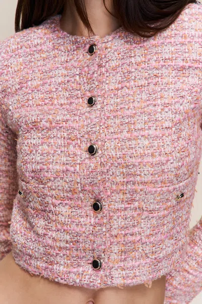 Danielle Guizio Ny Claudine Cropped Jacket In Pink