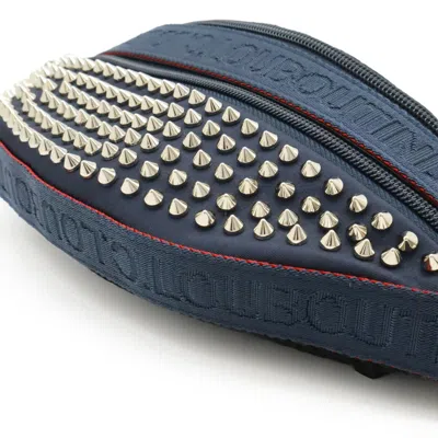 Pre-owned Christian Louboutin Navy Red Color Nylon Fanny Pack Sling Bag ()