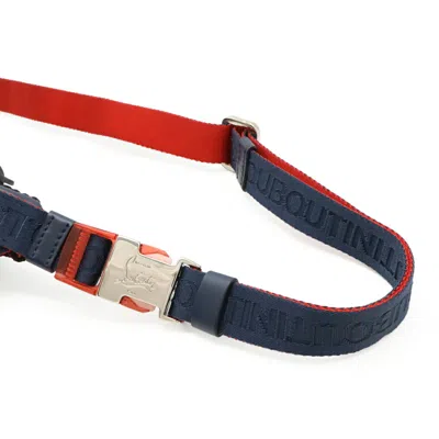 Pre-owned Christian Louboutin Navy Red Color Nylon Fanny Pack Sling Bag ()