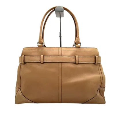 Pre-owned Coach Beige Brown Leather Handbag Tote Bag () In Multi