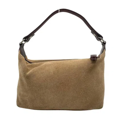 Pre-owned Coach Beige Brown Suede Handbag Tote Bag () In Multi