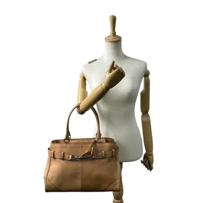 Pre-owned Coach Beige Brown Leather Handbag Tote Bag () In Multi