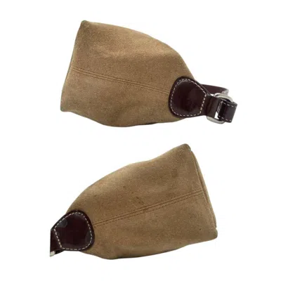 Pre-owned Coach Beige Brown Suede Handbag Tote Bag () In Multi