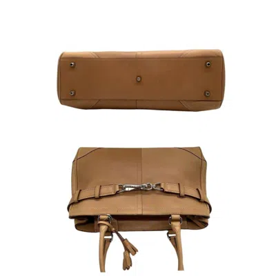 Pre-owned Coach Beige Brown Leather Handbag Tote Bag () In Multi