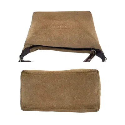 Pre-owned Coach Beige Brown Suede Handbag Tote Bag () In Multi