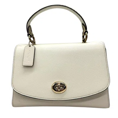 Pre-owned Coach Beige Brown White Leather Handbag Shoulder Bag ()